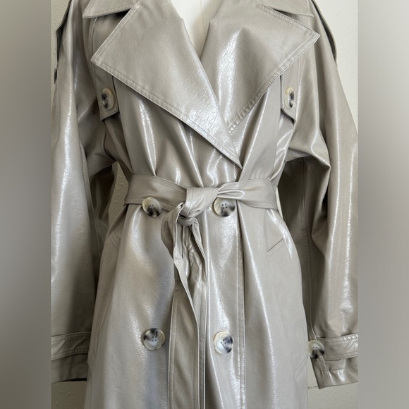 MEOTINE BOBBY TRENCH VEGAN LEATHER - LIGHT GREY - Picture 8 of 13